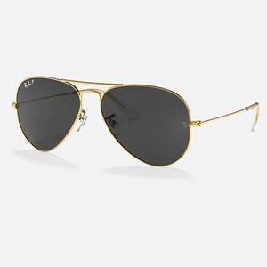 Ray Ban Polarized Aviators - Black Classic lense with gold metal